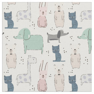 Niedliches Pastel Baby-Tiermuster Stoff