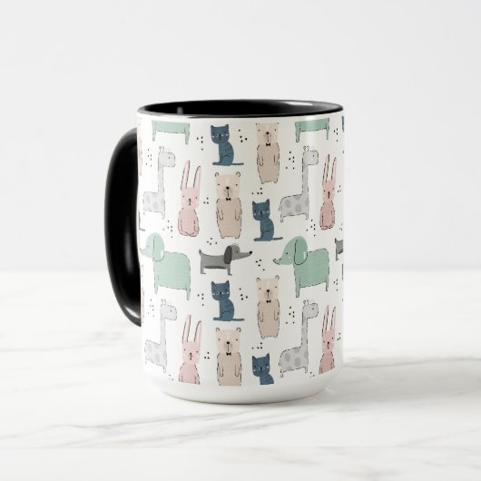 Niedliches Pastel Baby-Tiermuster Tasse (Vorderseite Links)