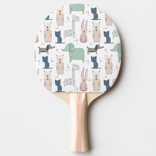 Niedliches Pastel Baby-Tiermuster Tischtennis Schläger (Vorderseite)