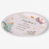 Niedliches Pastel Dragon Kindergeburtstag Party Pappteller (Schrägansicht)