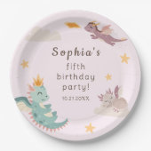 Niedliches Pastel Dragon Kindergeburtstag Party Pappteller (Vorderseite)