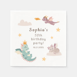 Niedliches Pastel Dragon Kindergeburtstag Party Serviette