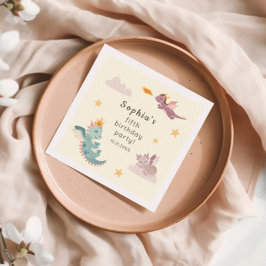 Niedliches Pastel Dragon Kindergeburtstag Party Serviette