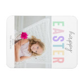 Niedliches Pastel Happy Oaster Typografy Foto Magnet (Horizontal)