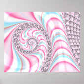 Niedliches Pastel Pink Blue Spiral Fraktal Poster (Vorne)