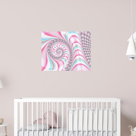 Niedliches Pastel Pink Blue Spiral Fraktal Poster (Kinderzimmer 2)