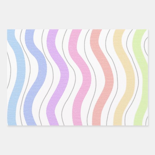 Niedliches Pastel-Rainbow-Farbstreifenmuster Geschenkpapier Set (Vorderseite)