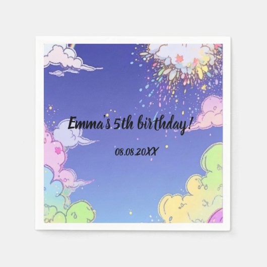 Niedliches Pastel Rainbow Kindergeburtstag Party k Serviette (Vorderseite)