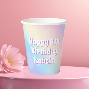 Niedliches Pastel Rainbow Sparkle Kindergeburtstag Pappbecher