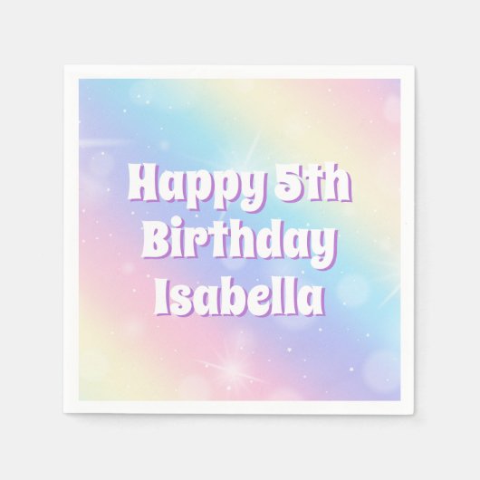Niedliches Pastel Rainbow Sparkle Kindergeburtstag Serviette (Vorderseite)