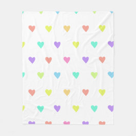 Niedliches Pastel-Regenbogen-Herzmuster Fleecedecke