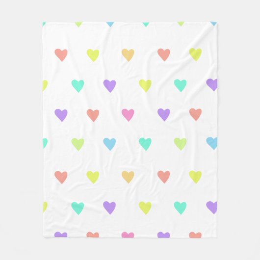 Niedliches Pastel-Regenbogen-Herzmuster Fleecedecke (Vorderseite)