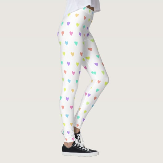 Niedliches Pastel-Regenbogen-Herzmuster Leggings (Rechts)