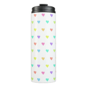Niedliches Pastel-Regenbogen-Herzmuster Thermosbecher