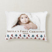 Niedliches Pastel Tree Baby`s erstes Foto zu Weihn Dekokissen (Rückseite)