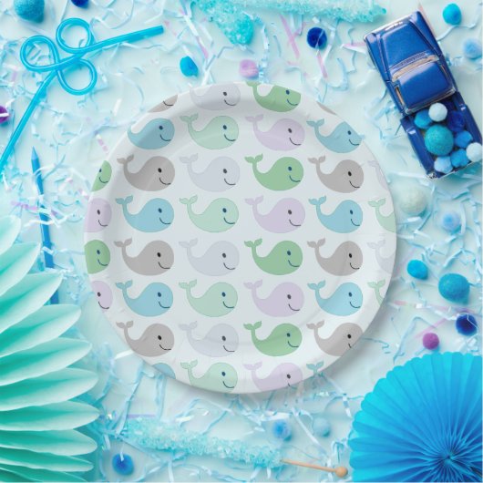 Niedliches Pastel-Whales-Muster Pappteller (Party)