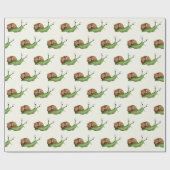 Niedliches Pastelgelbes Schneckenmuster Geschenkpapier (Flach)