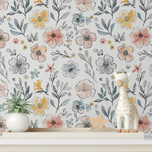 Niedliches Pastell-florales botanisches Muster Tapete