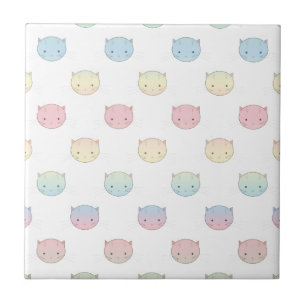 Niedliches Pastell Kitty Cat Faces Muster Fliese