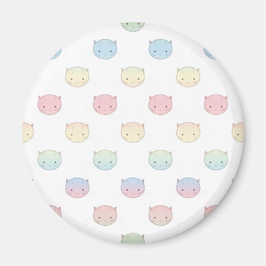 Niedliches Pastell Kitty Cat Faces Muster Magnet (Vorne)