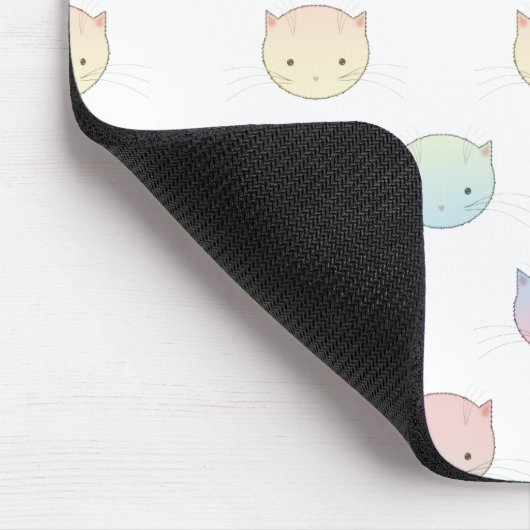 Niedliches Pastell Kitty Cat Faces Muster Mousepad (Ecke)