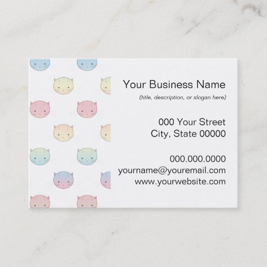 Niedliches Pastell Kitty Cat Faces Muster Visitenkarte (Vorderseite)