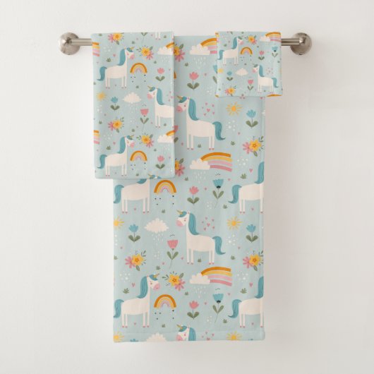 Niedliches Pastell-Regenbogen-Muster Badhandtuch Set (Insitu)