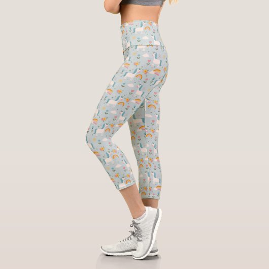 Niedliches Pastell-Regenbogen-Muster Capri Leggings (Links)