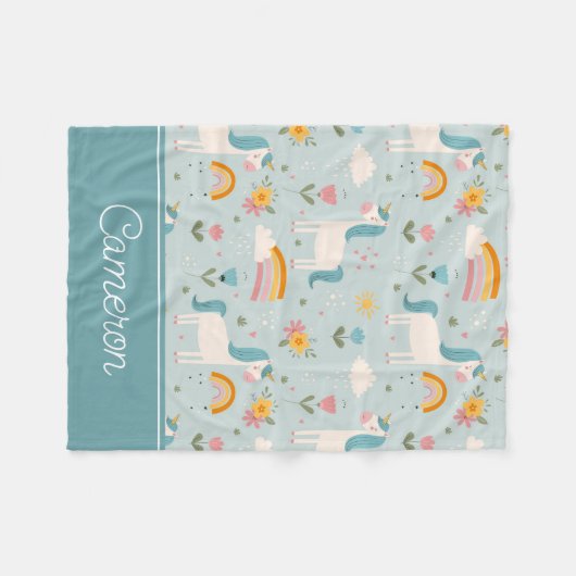 Niedliches Pastell-Regenbogen-Muster Fleecedecke (Vorderseite (Horizontal))