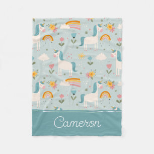 Niedliches Pastell-Regenbogen-Muster Fleecedecke