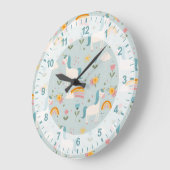Niedliches Pastell-Regenbogen-Muster Große Wanduhr (Winkel)
