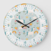 Niedliches Pastell-Regenbogen-Muster Große Wanduhr (Vorderseite)