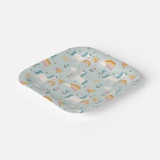 Niedliches Pastell-Regenbogen-Muster Pappteller (Gewinkelt)