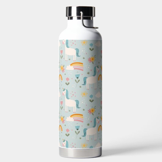 Niedliches Pastell-Regenbogen-Muster Trinkflasche (links)