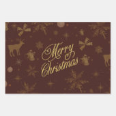 Niedliches Pastell-Urlaubspapier mit Goldschnee Geschenkpapier Set (Vorderseite 2)