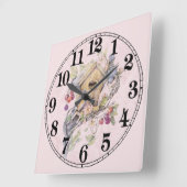 Niedliches Pastell-Vogelhaus Quadratische Wanduhr (Winkel)