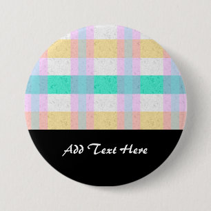 Niedliches Pastellblau Gelb Aquamarines Kariertes  Button