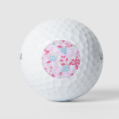 Niedliches pastellfarbenes Blumenmuster Niedriger Golfball (Vorderseite)
