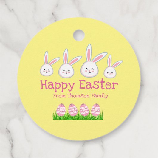 Niedliches Pastellgelbes Ostereier Geschenkanhänger (Rückseite)