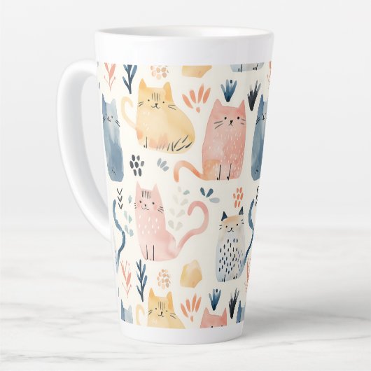 Niedliches Pastellkatzenmuster Milchtasse (Linke Ecke)