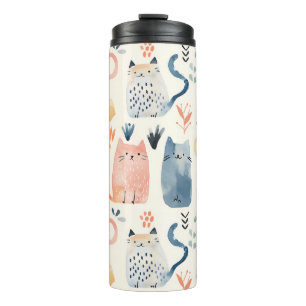 Niedliches Pastellkatzenmuster Thermosbecher