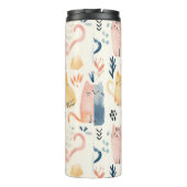 Niedliches Pastellkatzenmuster Thermosbecher (Rückseite)