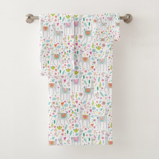 Niedliches Pastelllama-Muster Badhandtuch Set (Insitu)