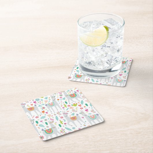 Niedliches Pastelllama-Muster Rechteckiger Pappuntersetzer (Vor Ort)