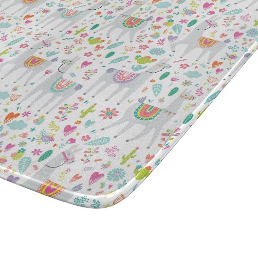 Niedliches Pastelllama-Muster Schneidebrett (Ecke)