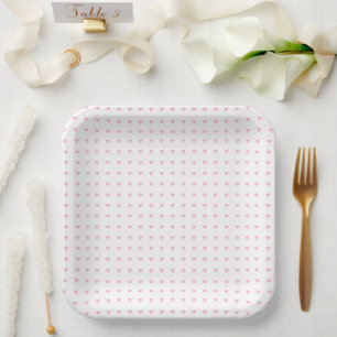 Niedliches, pastellrosa Herzmuster Pappteller