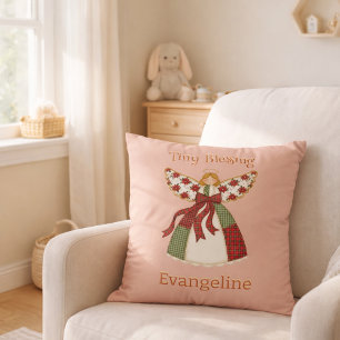 Niedliches Patchwork Angel - Personalisiertes Baby Kissen