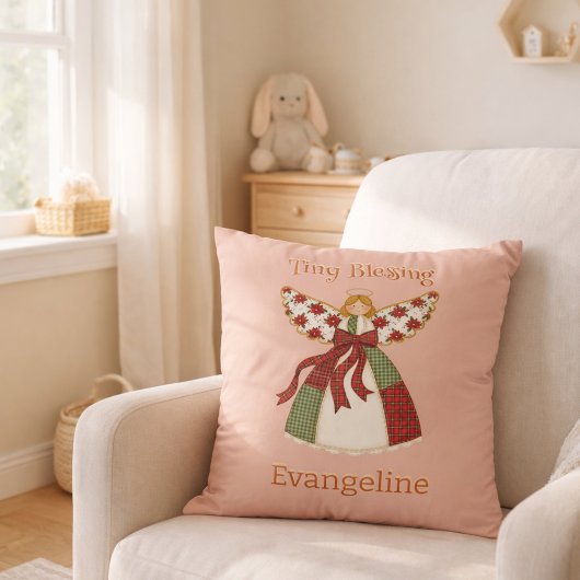 Niedliches Patchwork Angel - Personalisiertes Baby Kissen
