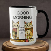 Niedliches Patchwork Cat Good Morgenkaffee Tasse