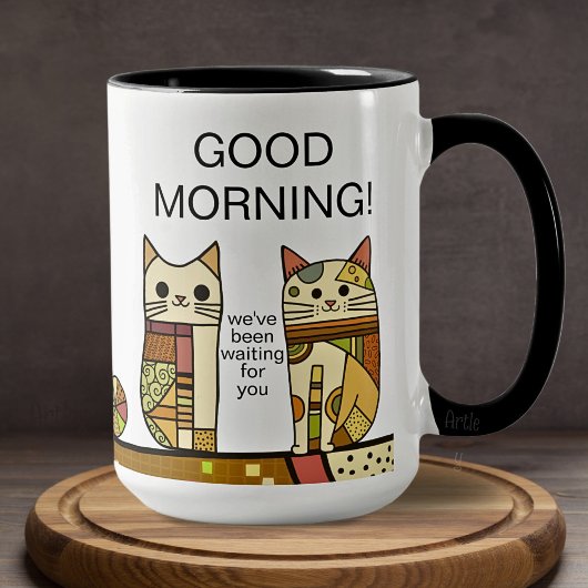 Niedliches Patchwork Cat Good Morgenkaffee Tasse